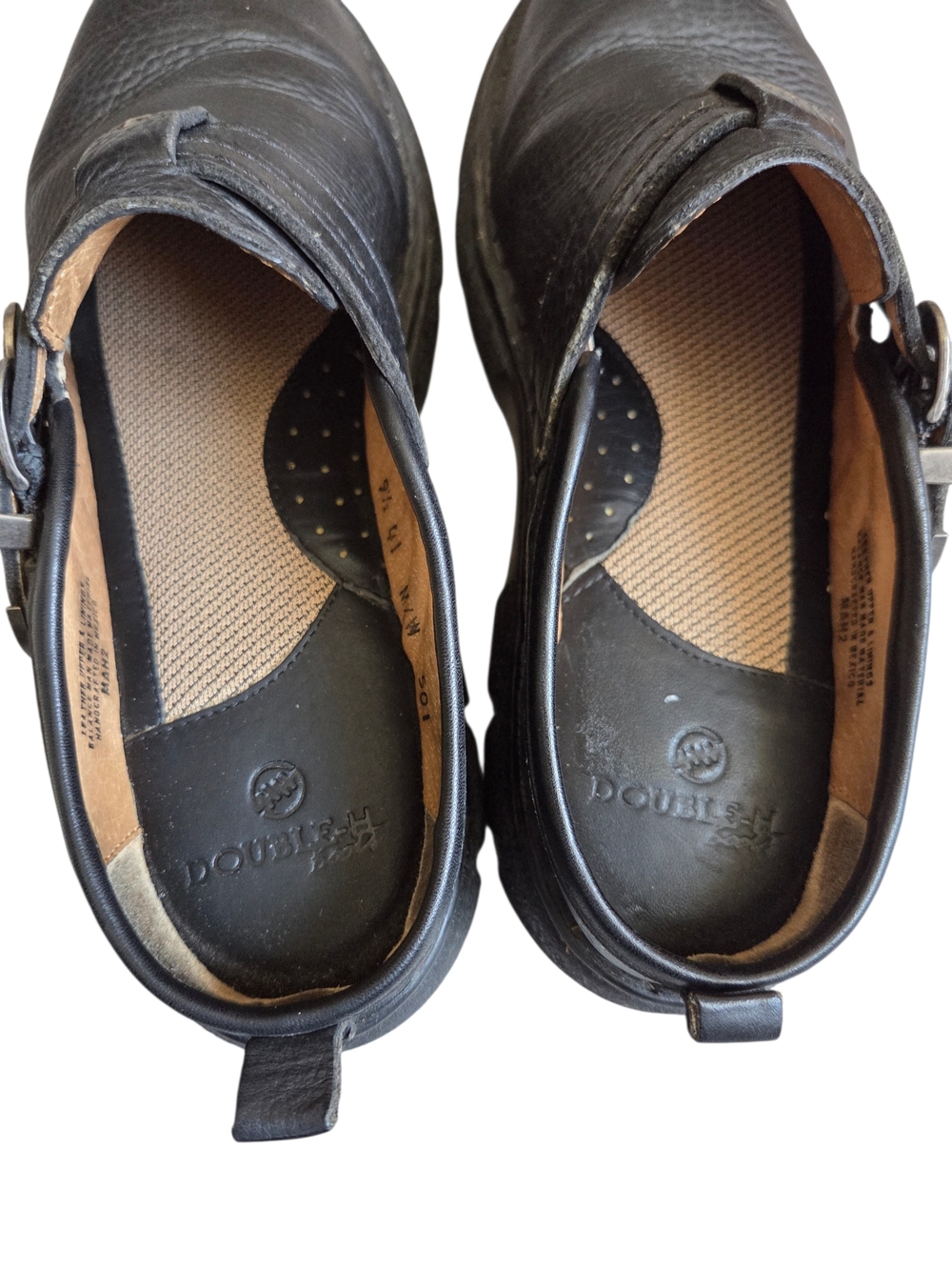 Double H Western Black Leather Double Buckle Clog Mules 9.5 - Picture 5 of 13